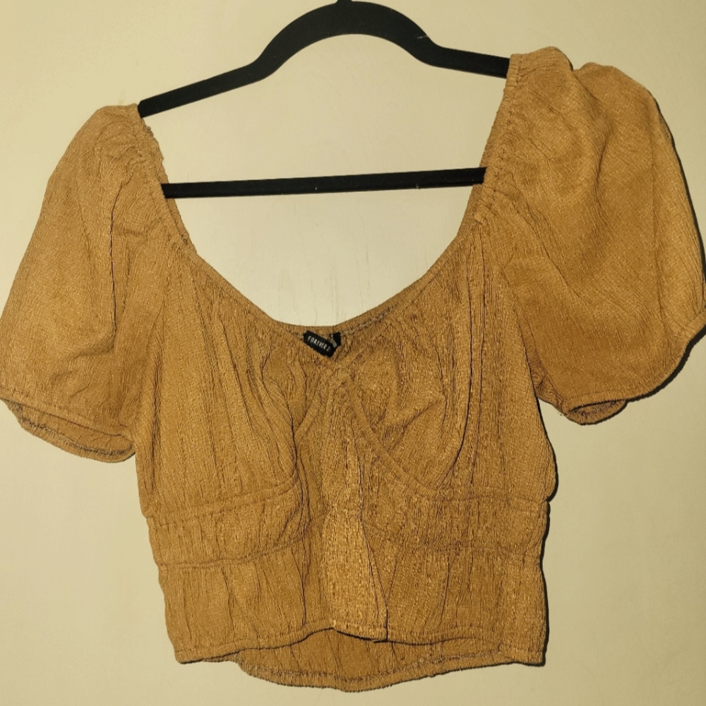 Cropped Bubble Sleeve Top